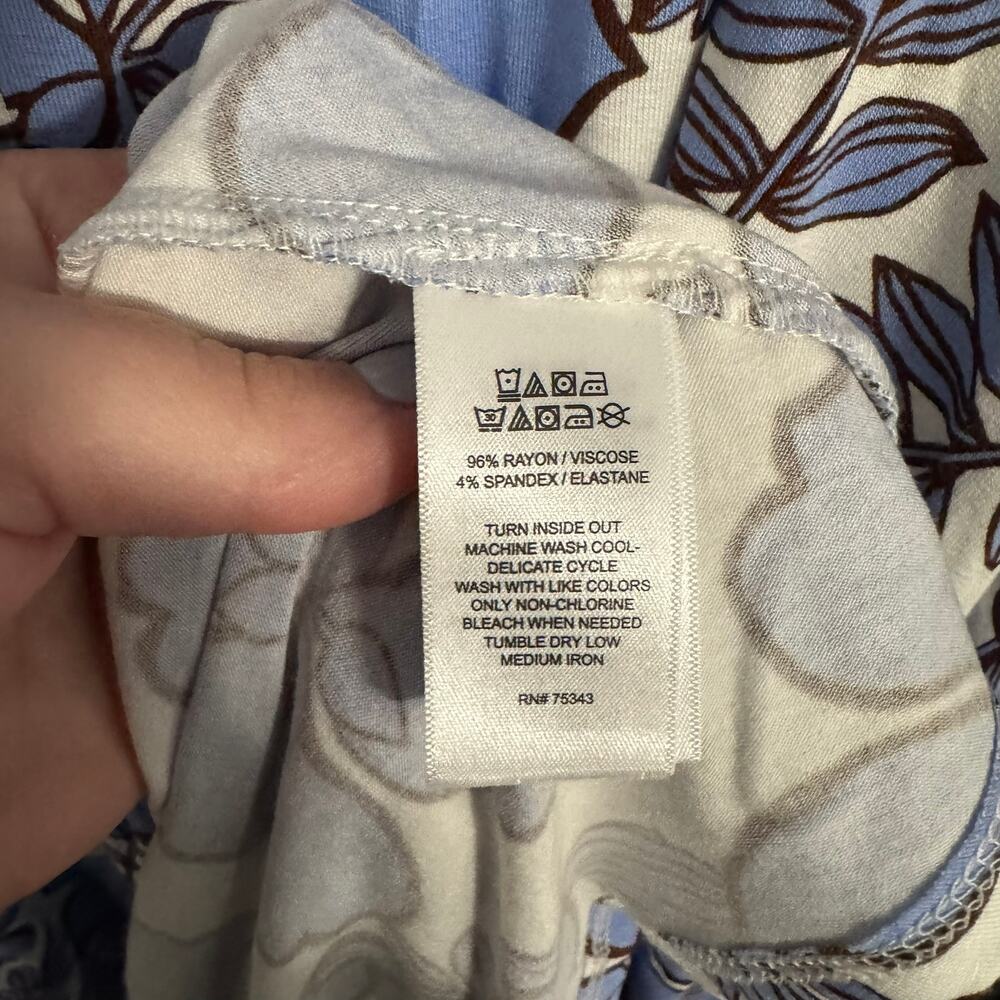 NWT Nicole Miller White Blue Floral Short Sleeve Midi Dress Women's Plus Size 2X - Picture 11 of 11